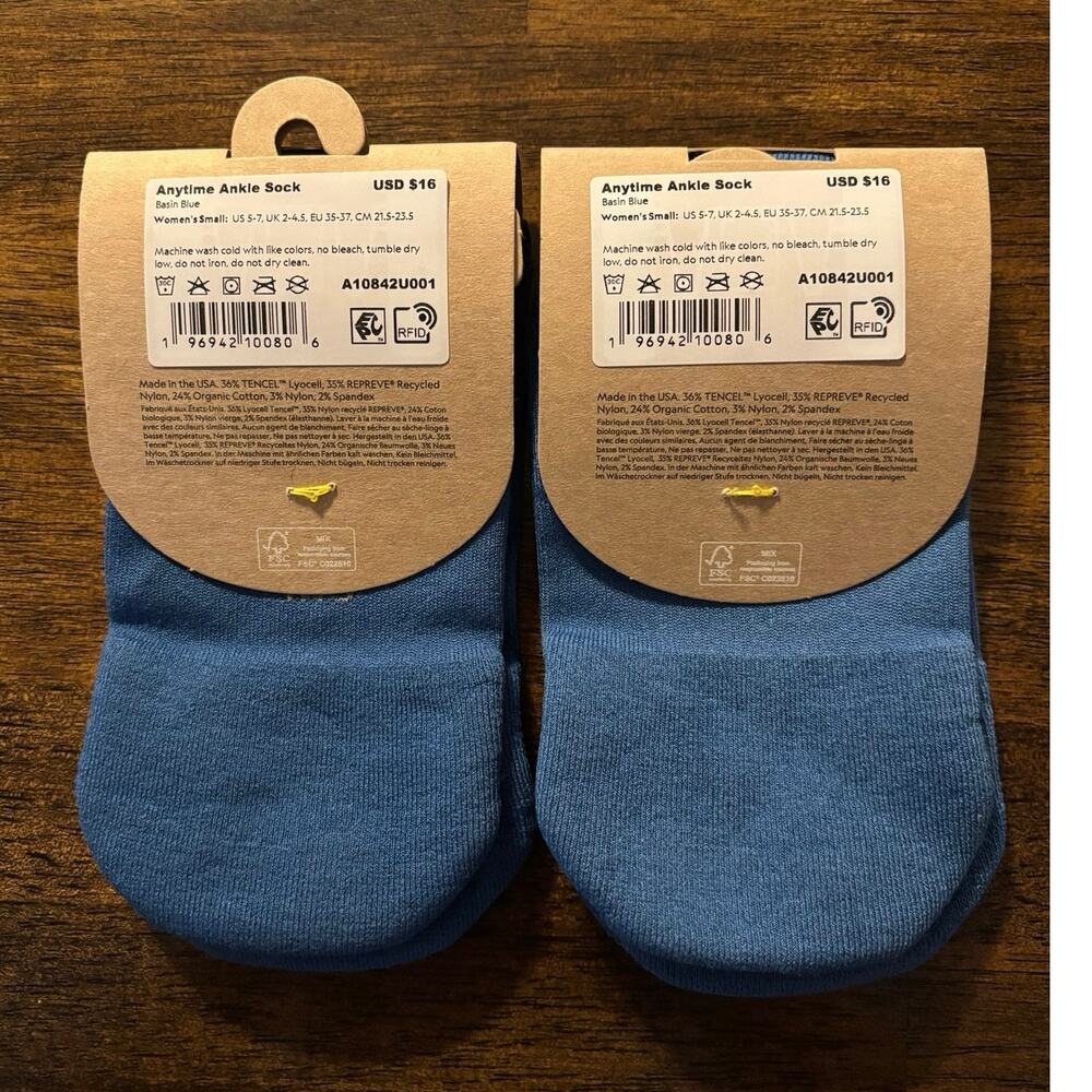 Allbirds Women’s Small Anytime Ankle Sock Organic Cotton Tencel Blend Blue Basin - Picture 2 of 4